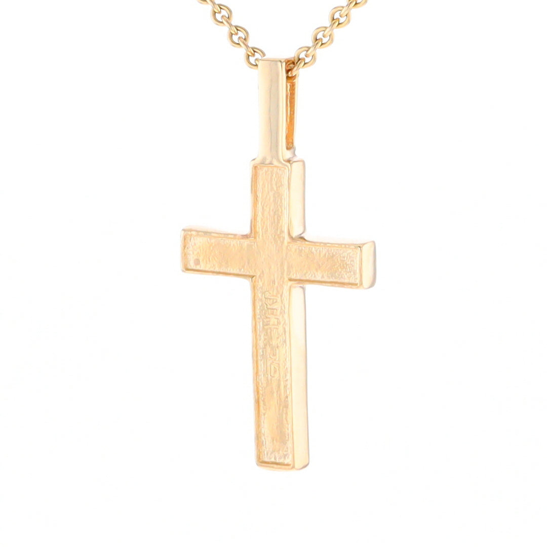 Gold Quartz Necklace 3 Section Inlaid Cross Pendant