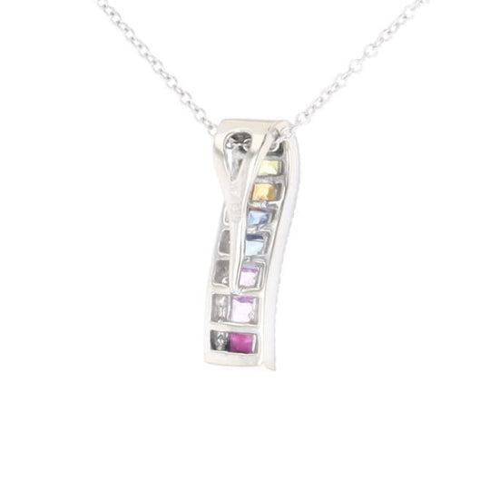Multi-color Sapphire Necklace with Diamond Accents