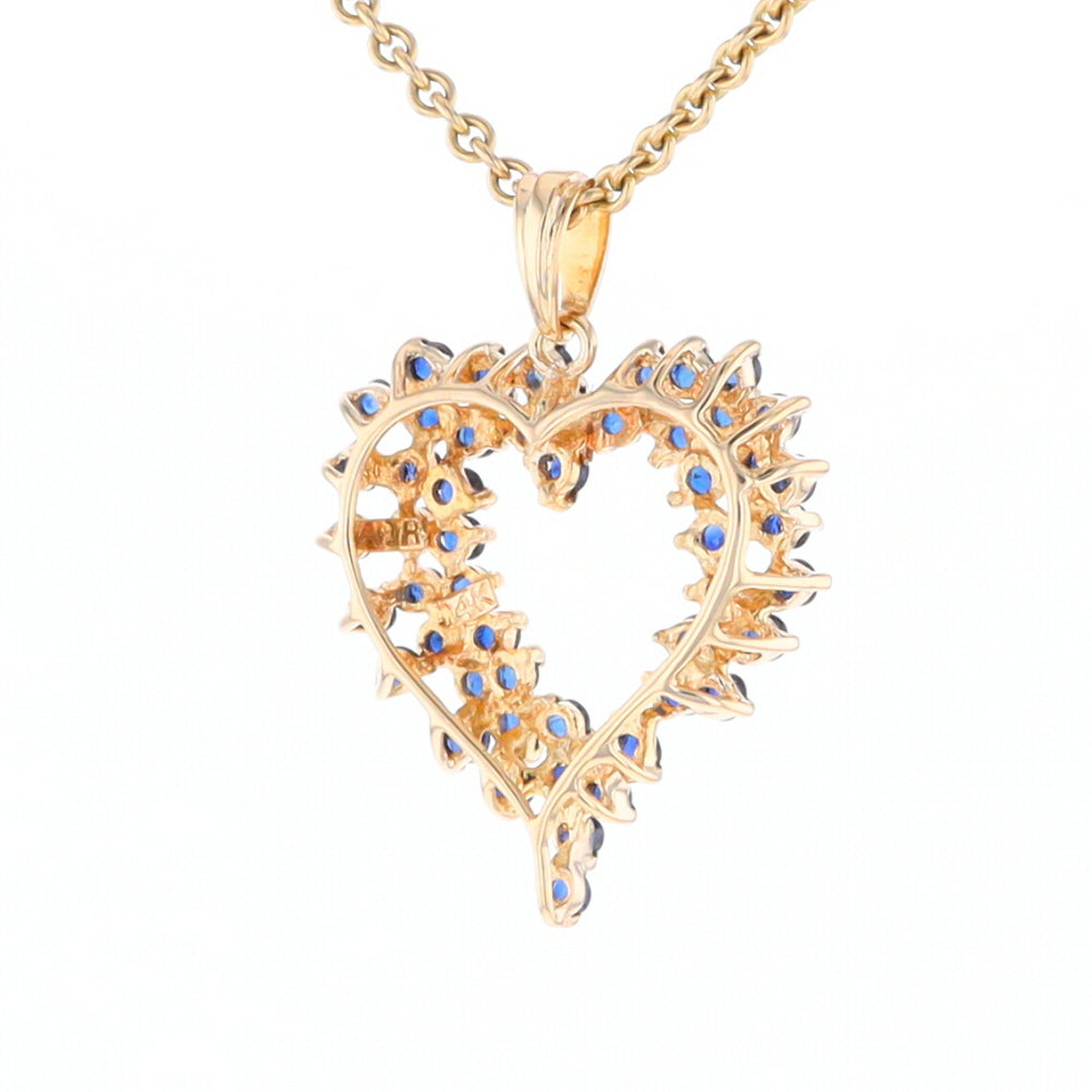 Bursting Sapphire Open Heart Pendant