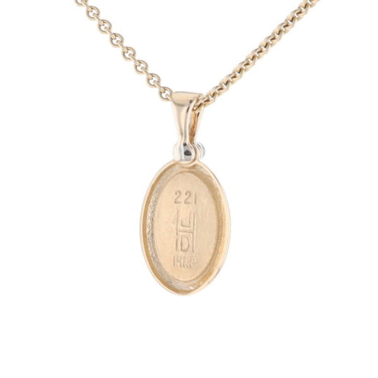 Gold Quartz Oval Inlaid Pendant with .02ct Diamond