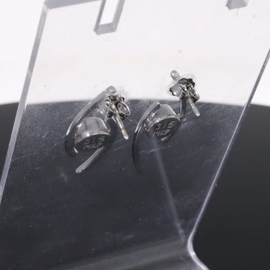 Opal Earrings Round Inlaid Double Curved Bar Design Studs