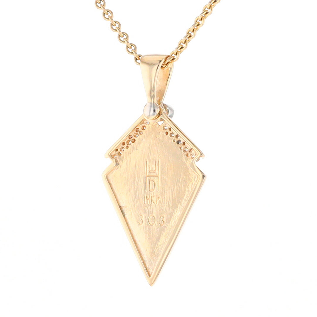 Gold Quartz Kite Shape Inlaid Pendant with 0.19ctw Diamonds (G1)