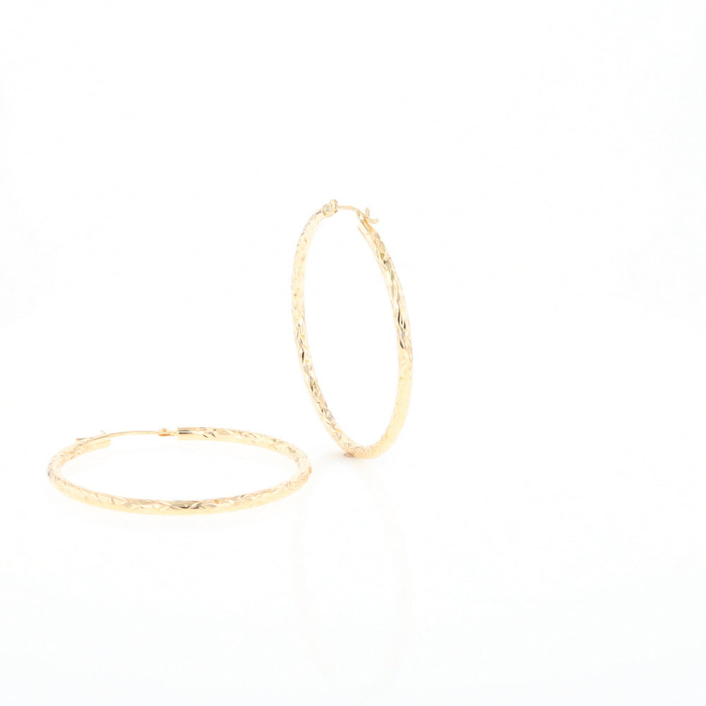 Textured Hollow Diamond Cut Hoop Earrings