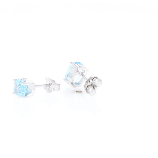 Oval Blue Topaz Stud Earrings