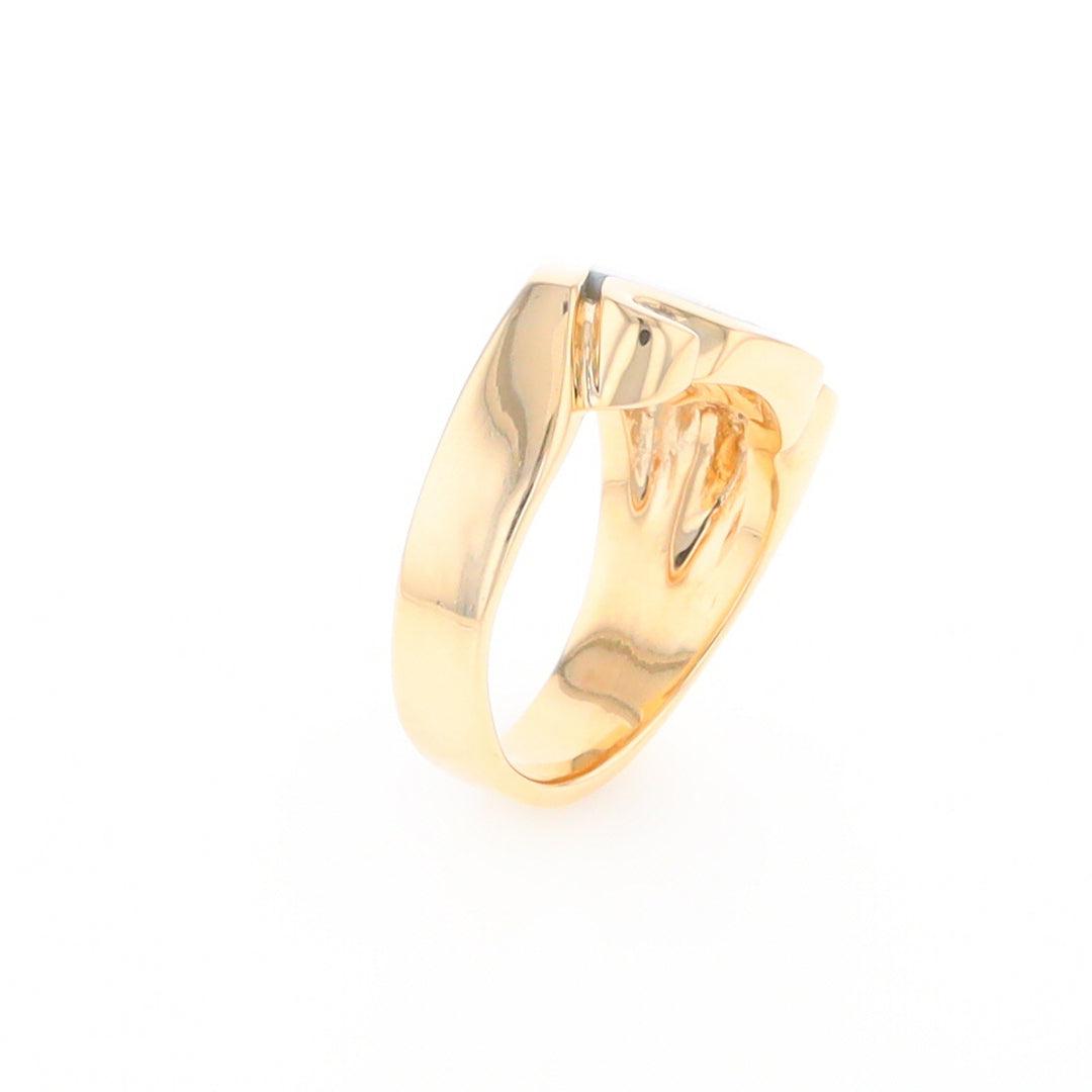 Gold Quartz Ring Geometric Shape Inlaid with 0.30ctw Round Diamonds