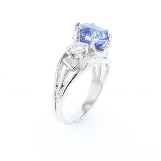 Oval Sapphire Ring with Diamond Side Accents