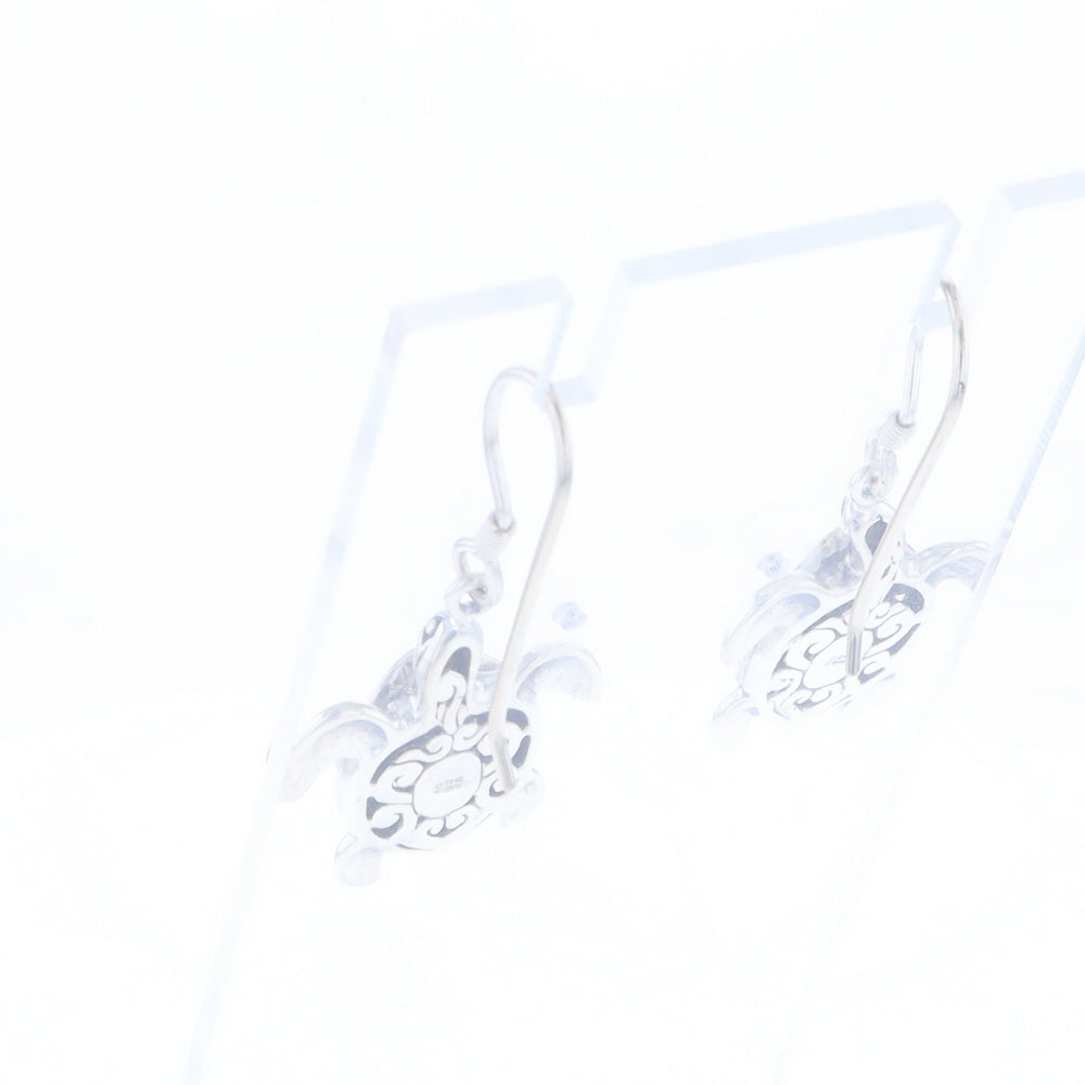 Silver Turtle Dangle Earrings