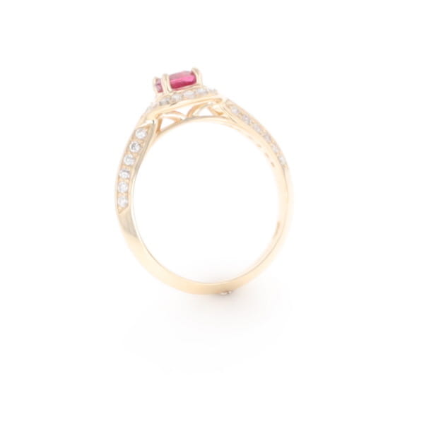 Peaked Halo Pink Tourmaline & Diamond Engagement Ring