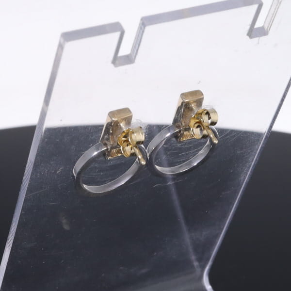 Opal Earrings Rectangle Inlaid Knocker Design Studs