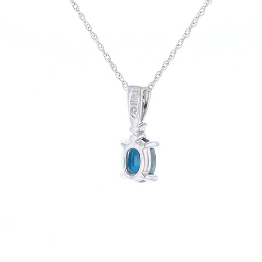 White Gold Sapphire & Diamond Pendant