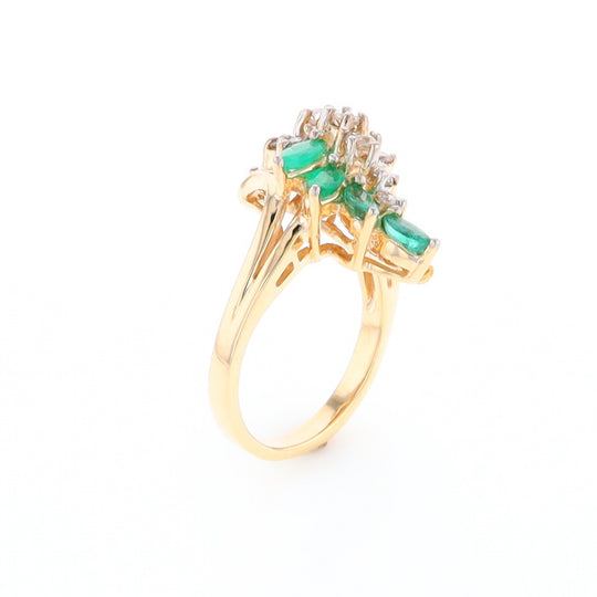 Emerald and Diamond Cluster Ring