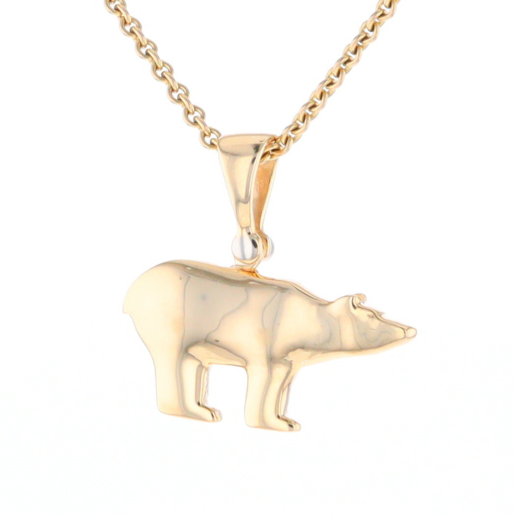 Gold Quartz Inlaid Polar Bear Pendant