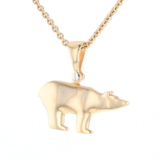 Gold Quartz Inlaid Polar Bear Pendant