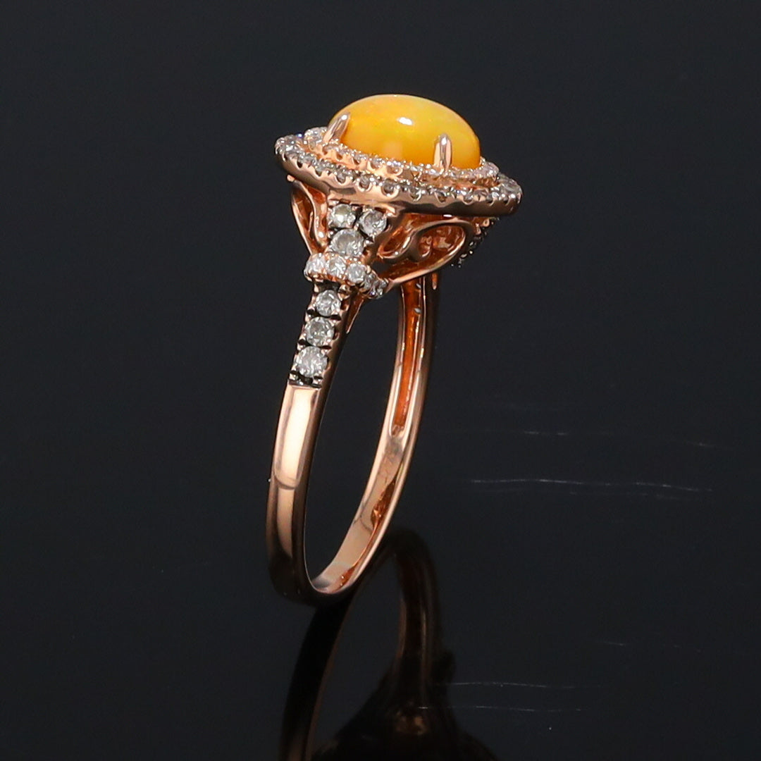 Levian Oval Opal Double Diamond Halo Filigree Undergallery Ring