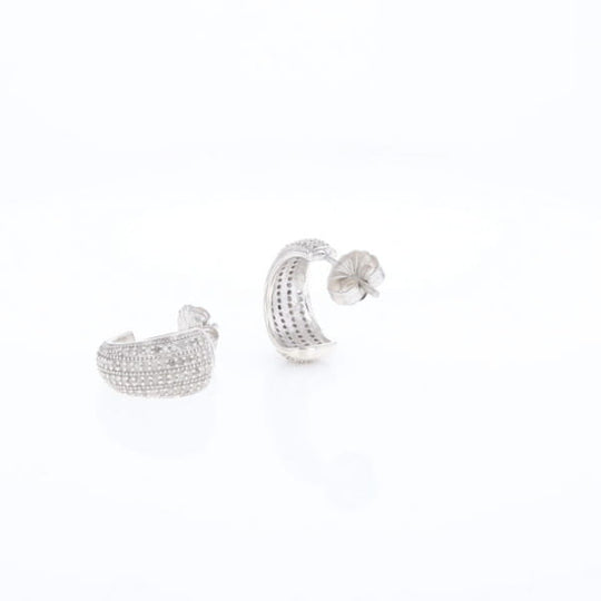 Diamond Half Hoop Stud Earrings