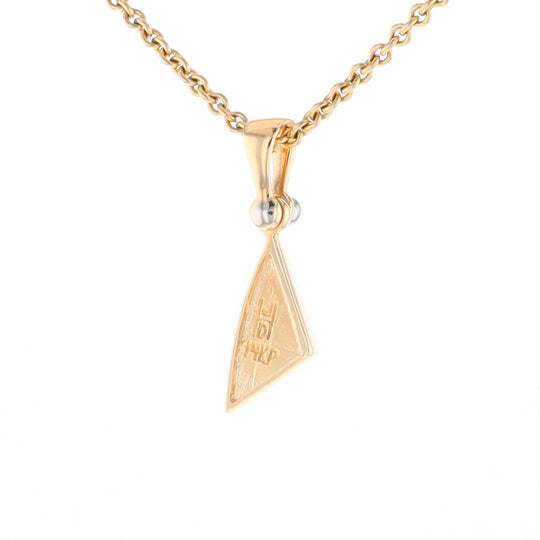 Gold Quartz Necklace Sail Inlaid Design Pendant with .02ct Diamond