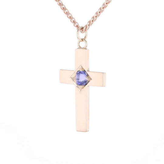 Cross Pendant with Purple Sapphire