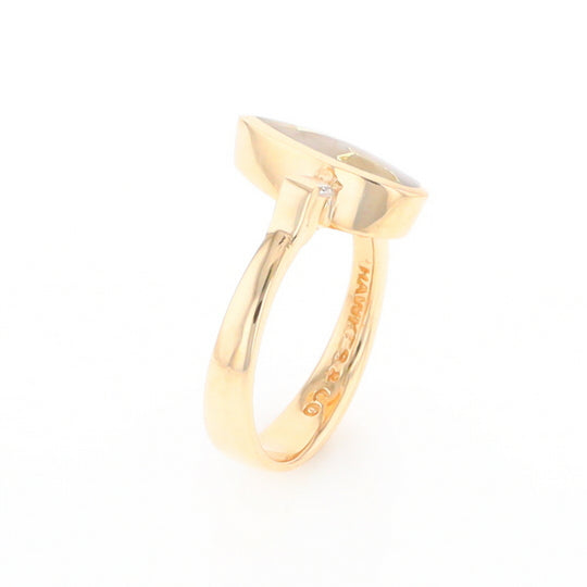 Gold Quartz Ring Pear Shape Inlaid with .18ctw Round Diamonds