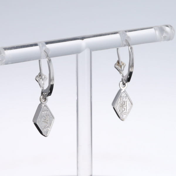 Opal Earrings Diamond Shape Inlaid Design Lever Backs