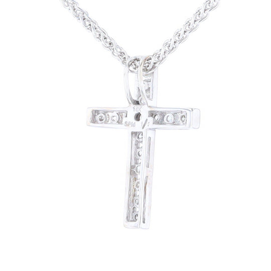 Channel Set Diamond Cross Pendant