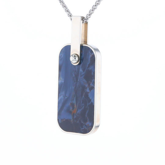 Natural pietersite inlaid dog tag cross pendant