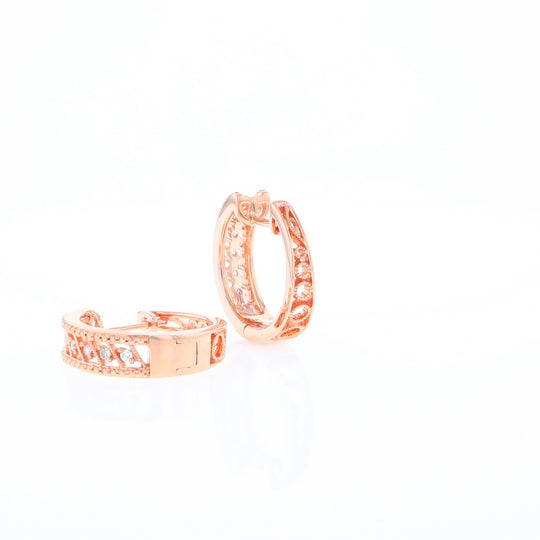 Rose Gold Diamond Hoop Earrings