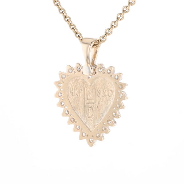 Gold Quartz Heart Shape Inlaid .55Ctw Diamond Pendant