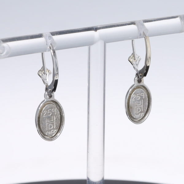 Opal Earrings Oval Inlaid Design Lever Backs