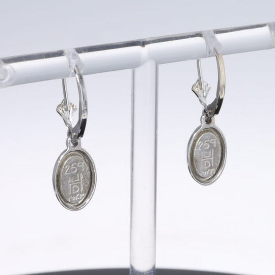Opal Earrings Oval Inlaid Design Lever Backs