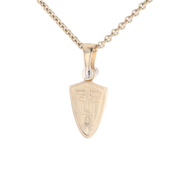 Gold Quartz Pendant Shield Shape Inlaid Pendant with .02ct Diamond