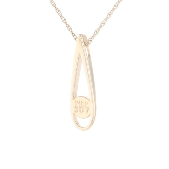 Open Teardrop Round Gold Quartz Inlaid Pendant