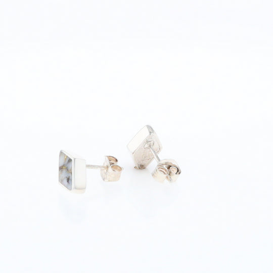 Sterling Silver Gold Quartz Inlaid Diamond Stud Earrings - G3