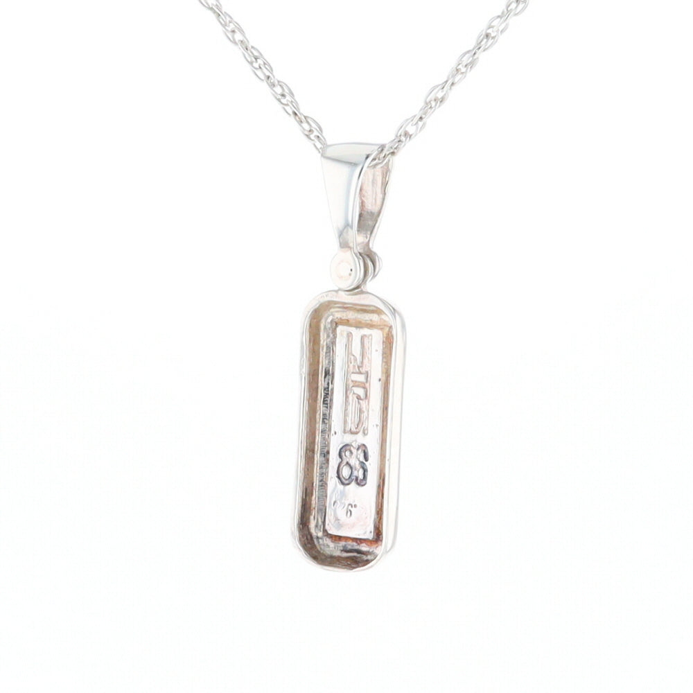 Sterling Silver Gold Quartz Invlaid Rectangle Bar Pendant - G3