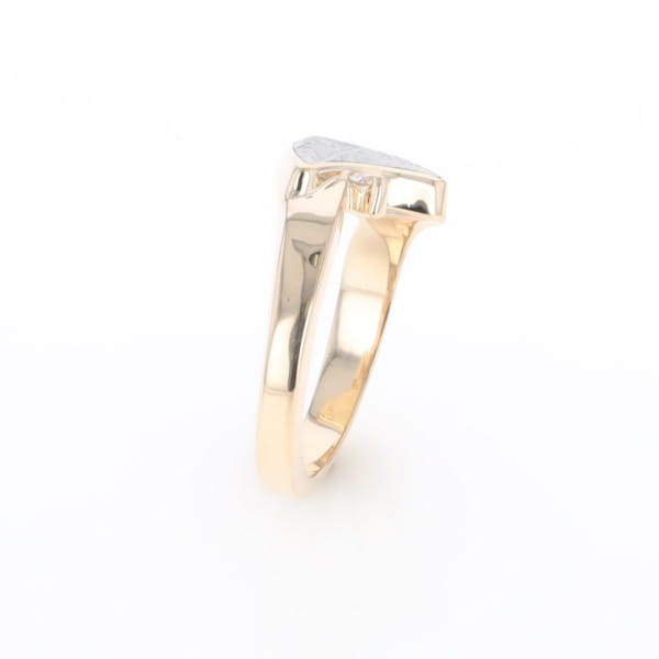 Meteorite Ring Boat Sail Inlaid Design with .04ctw Round Diamond