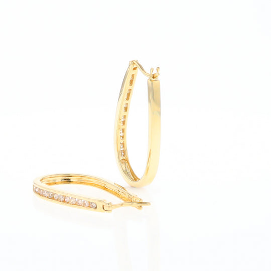 U-Shaped Channel Set Diamond Hoop Earrings