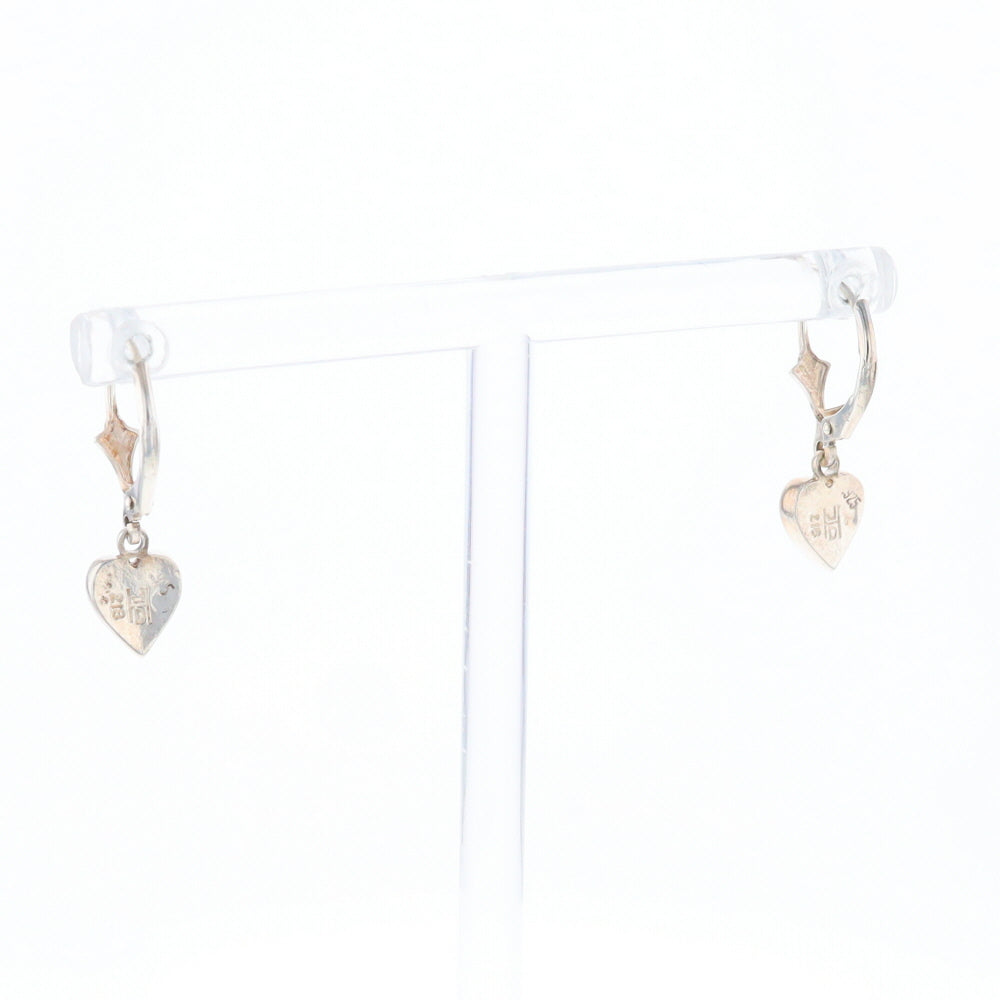 Silver Gold Quartz Inlaid Heart Earrings - G3