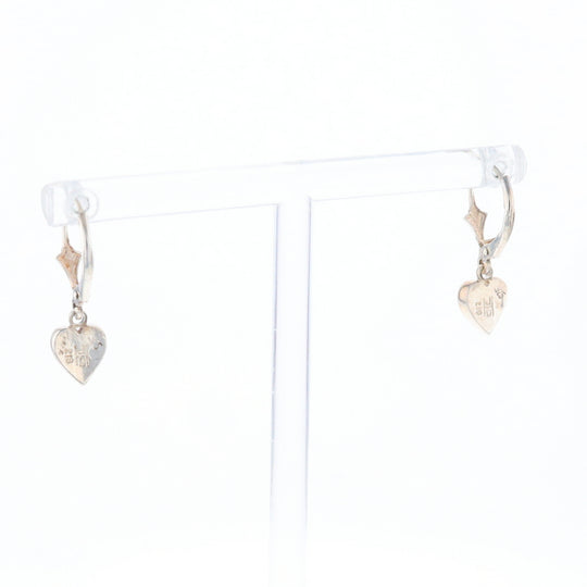 Silver Gold Quartz Inlaid Heart Earrings - G3