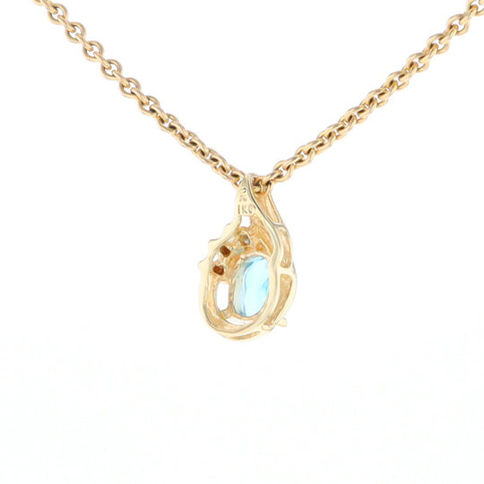 Pear Blue Topaz Diamond Pendant