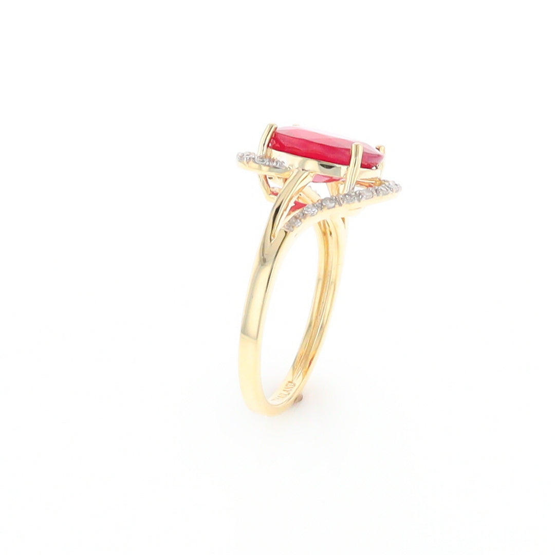 Ruby Bypass Ring with Diamond Accents