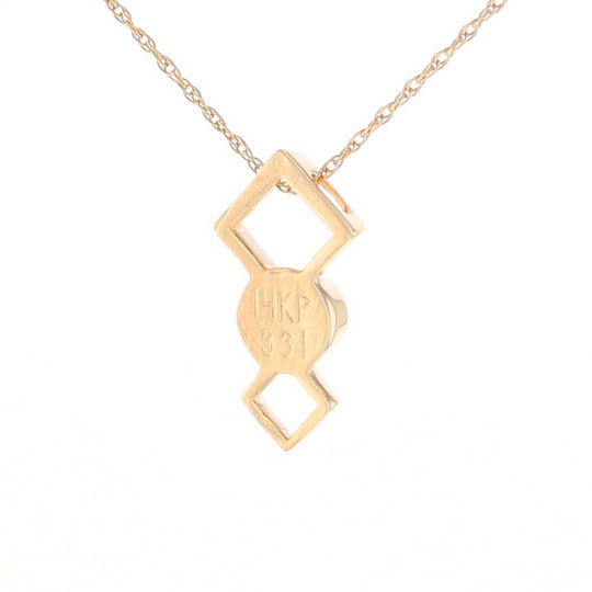 Gold Quartz Round Inlay Double Diamond Design Pendant