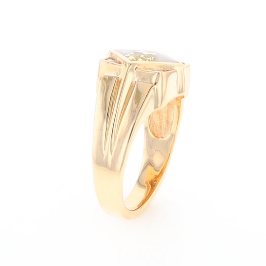 Gold Quartz Mens Ring with Diamond Accents