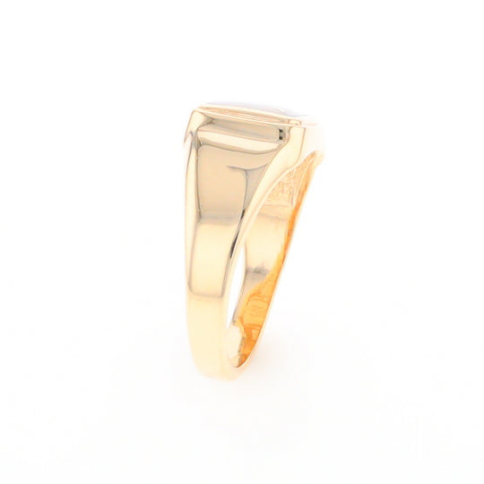 Gold Quartz Ring Square Inlaid Design