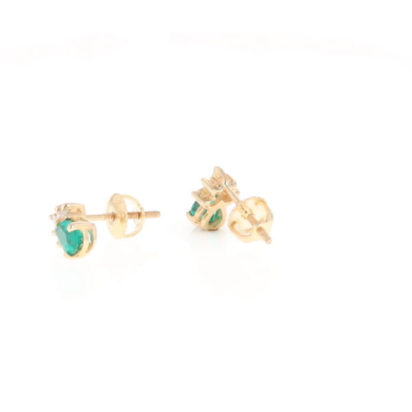 Synthetic Emerald Pear Shaped Earrings with Diamond Accents