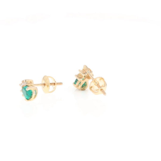 Synthetic Emerald Pear Shaped Earrings with Diamond Accents