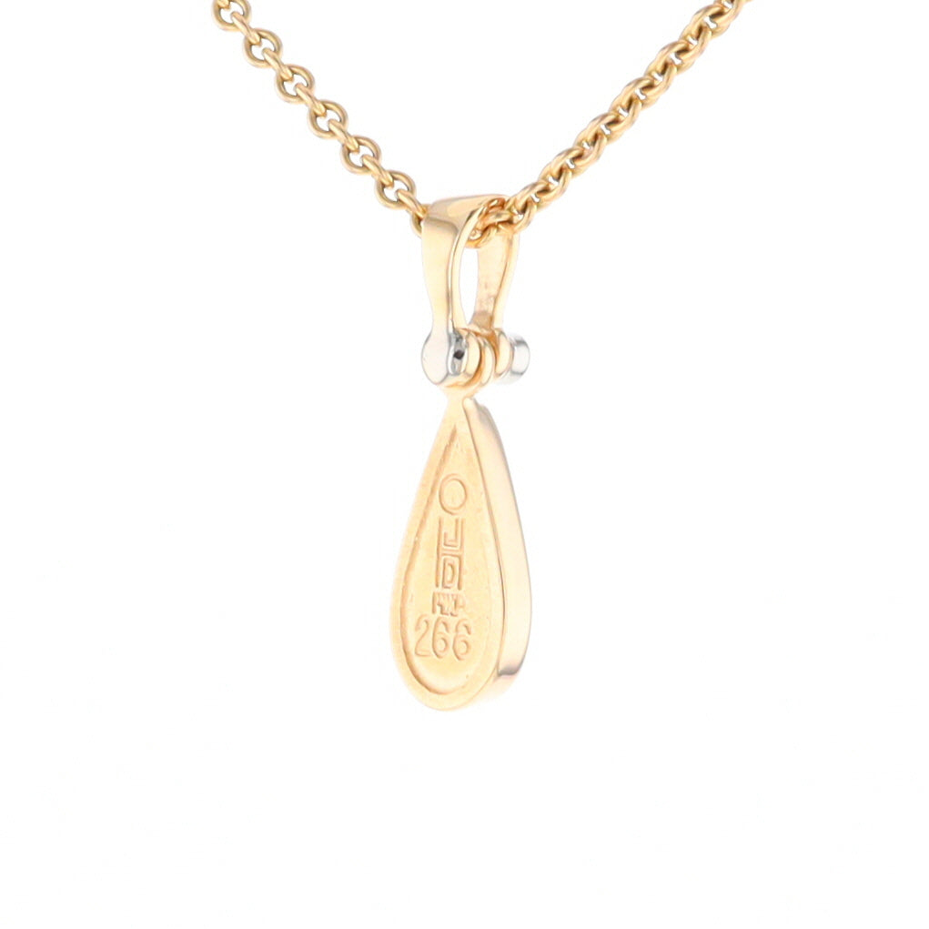 Gold Quartz Pendant Tear Drop Inlaid Design with .02ct Diamond