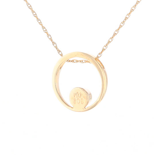 Gold Quartz Pendant Open Circle Design Round Inlay Pendant