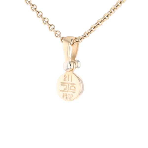 Gold Quartz Necklace Round Inlaid Pendant with .02ct Round Diamond