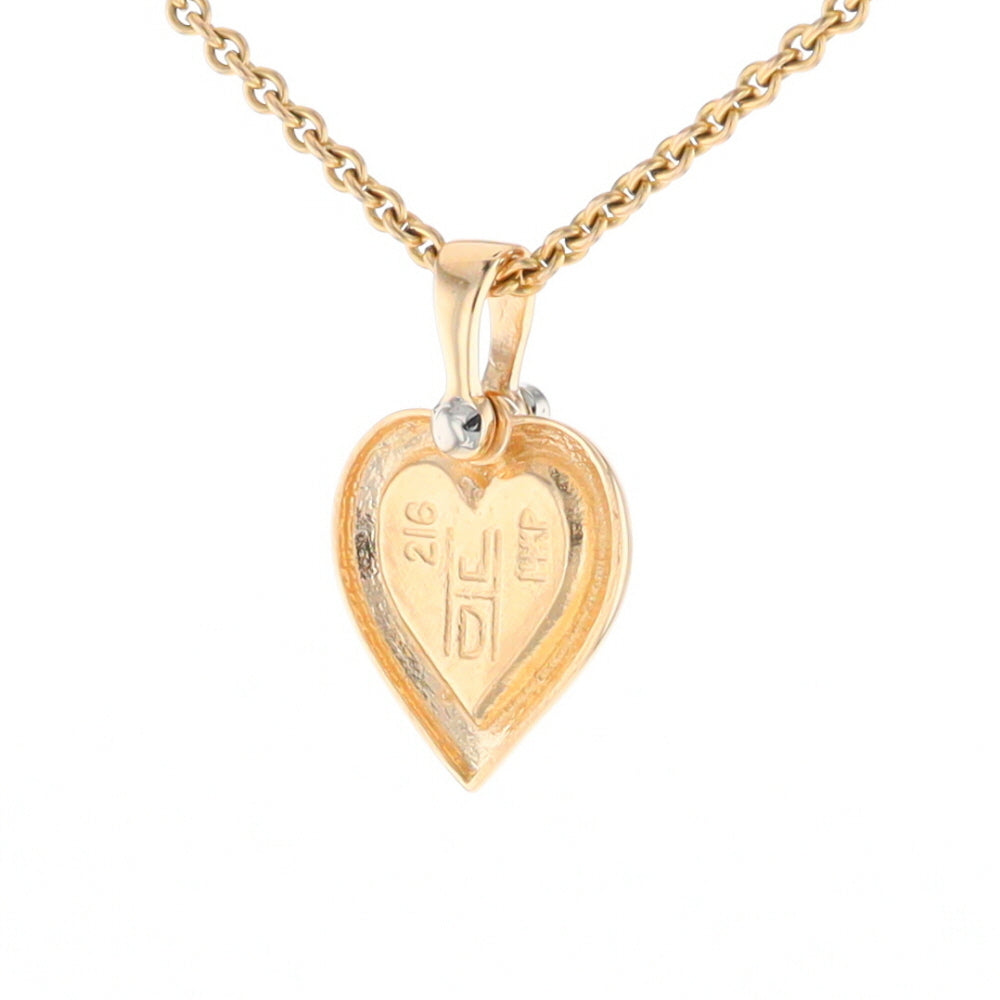 Gold Quartz Heart Shape Inlaid Pendant with .02ct Diamond