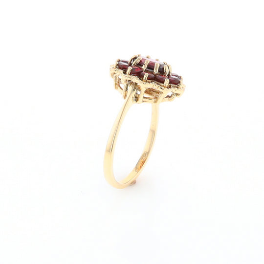 Floral Cluster Garnet Ring