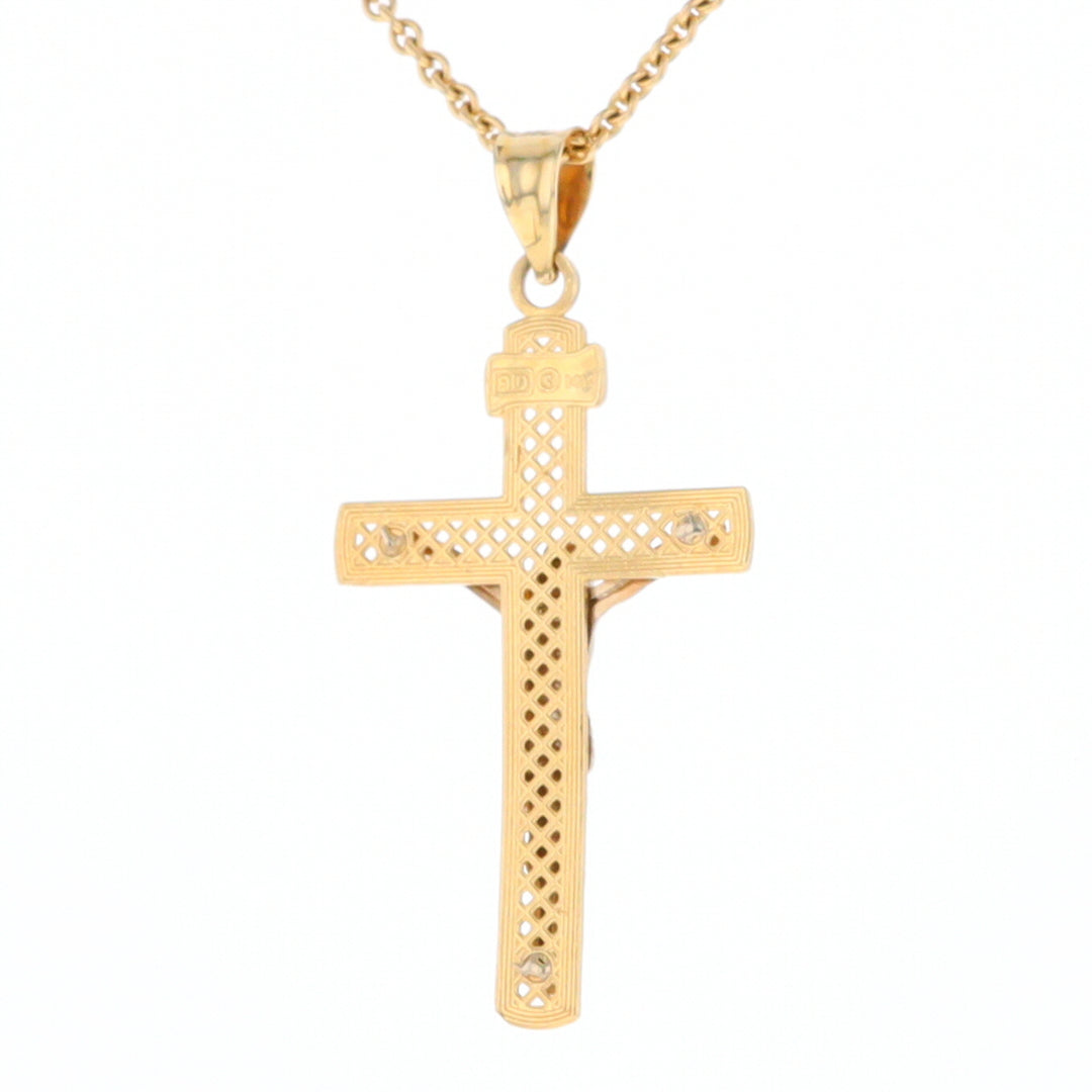 Two Tone Gold Crucifix Pendant